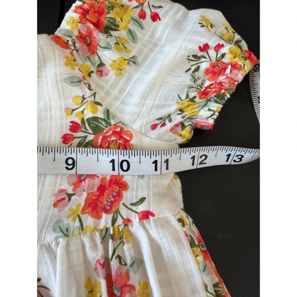 Haute Hippie Style Dress Girls 4T White Floral Tiered Cotton Cottagecore